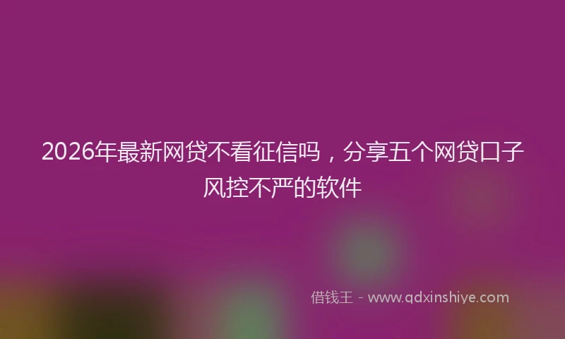 2026年最新网贷不看征信吗，分享五个网贷口子风控不严的软件