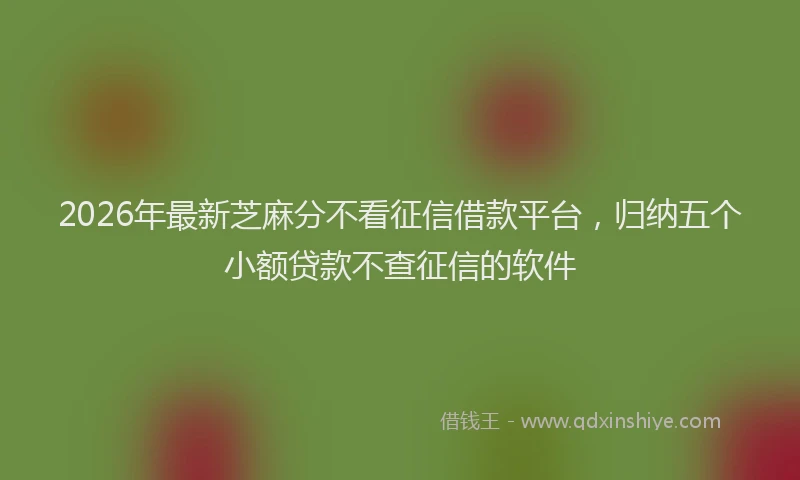 2026年最新芝麻分不看征信借款平台，归纳五个小额贷款不查征信的软件