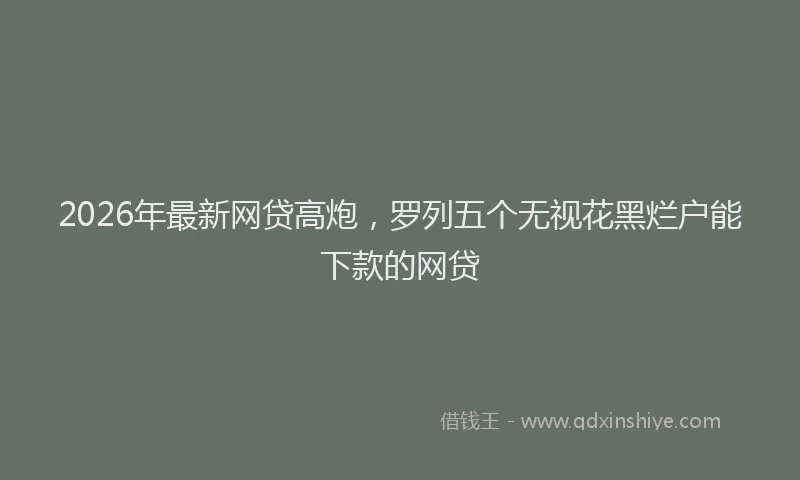 2026年最新网贷高炮，罗列五个无视花黑烂户能下款的网贷