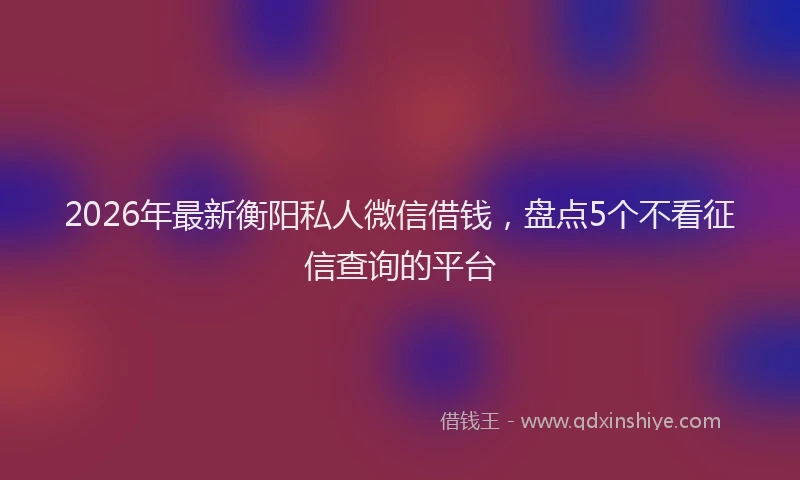 2026年最新衡阳私人微信借钱，盘点5个不看征信查询的平台