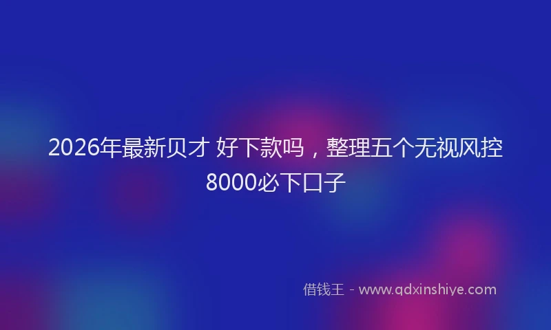 2026年最新贝才 好下款吗，整理五个无视风控8000必下口子