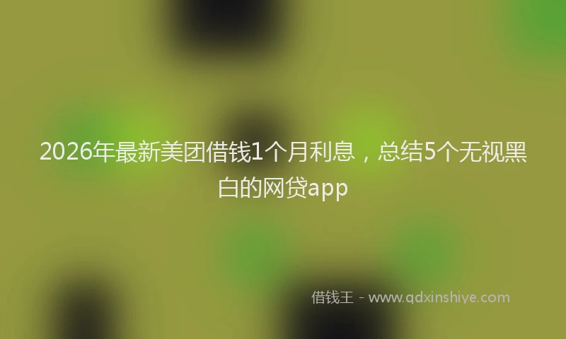 2026年最新美团借钱1个月利息，总结5个无视黑白的网贷app
