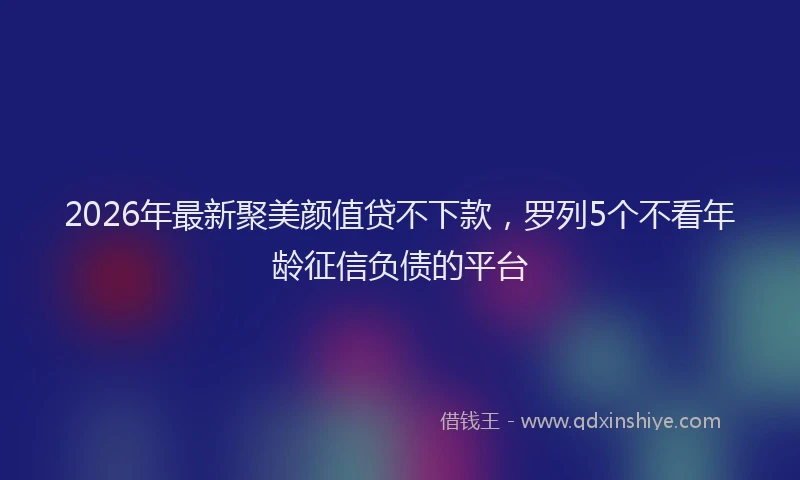 2026年最新聚美颜值贷不下款，罗列5个不看年龄征信负债的平台