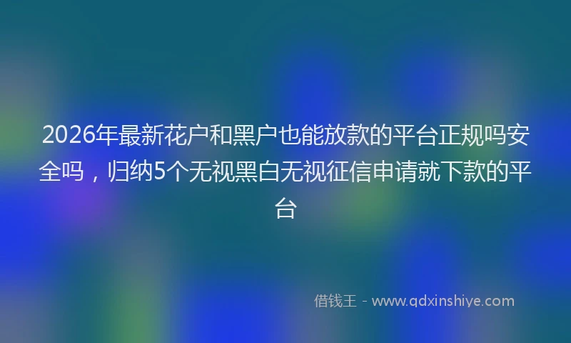 2026年最新花户和黑户也能放款的平台正规吗安全吗，归纳5个无视黑白无视征信申请就下款的平台