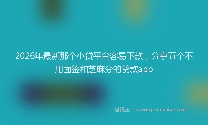 2026年最新那个小贷平台容易下款，分享五个不用面签和芝麻分的贷款app