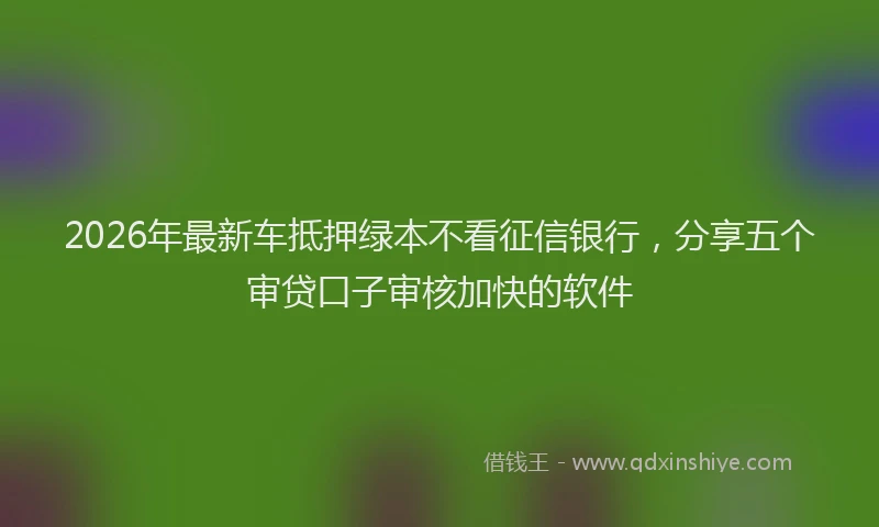 2026年最新车抵押绿本不看征信银行，分享五个审贷口子审核加快的软件