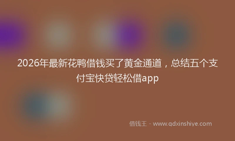 2026年最新花鸭借钱买了黄金通道，总结五个支付宝快贷轻松借app