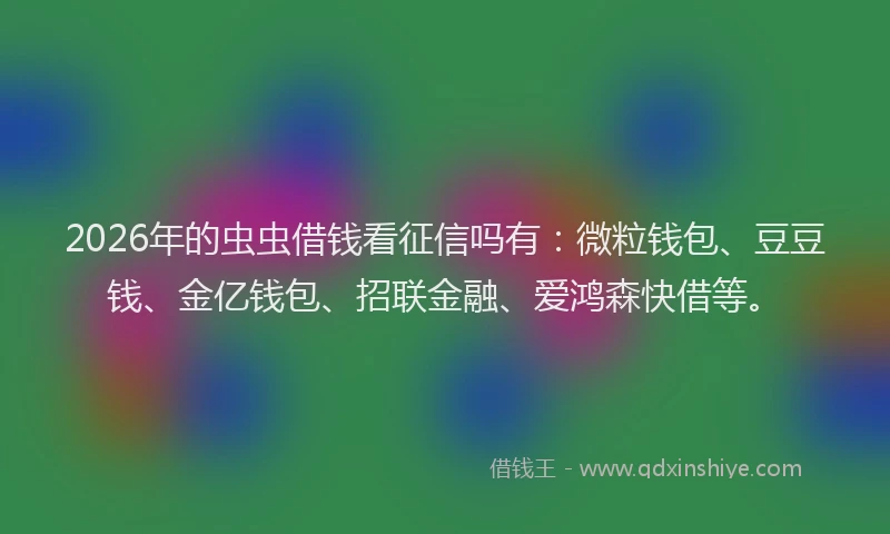 2026年的虫虫借钱看征信吗有：微粒钱包、豆豆钱、金亿钱包、招联金融、爱鸿森快借等。