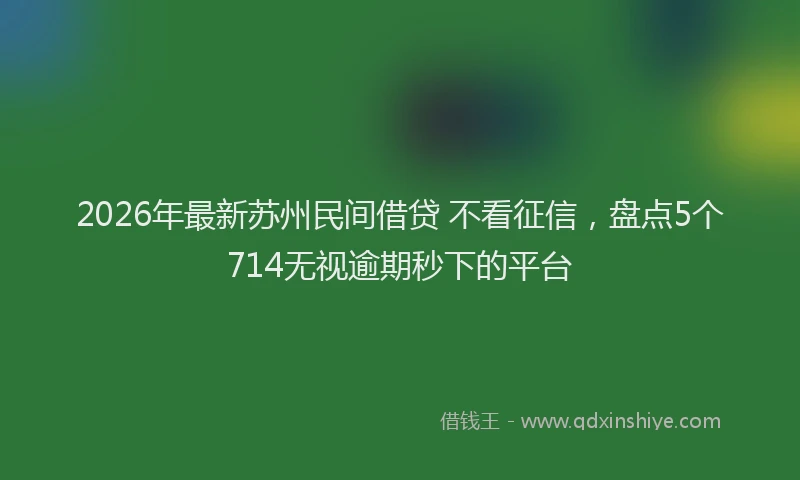 2026年最新苏州民间借贷 不看征信，盘点5个714无视逾期秒下的平台