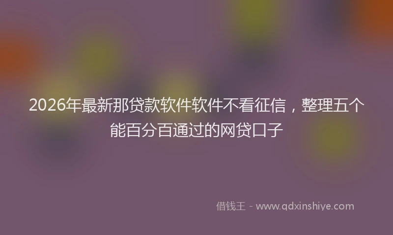 2026年最新那贷款软件软件不看征信，整理五个能百分百通过的网贷口子