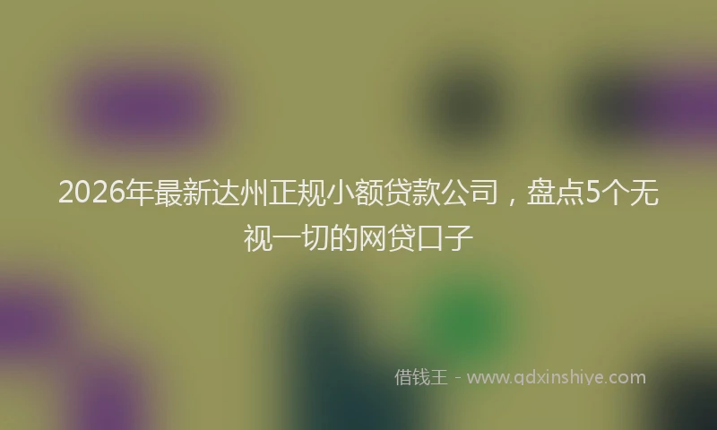 2026年最新达州正规小额贷款公司，盘点5个无视一切的网贷口子