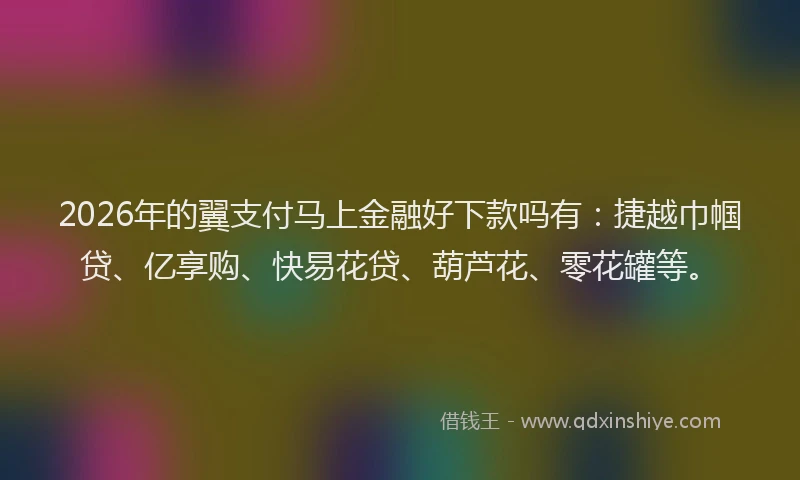 2026年的翼支付马上金融好下款吗有：捷越巾帼贷、亿享购、快易花贷、葫芦花、零花罐等。