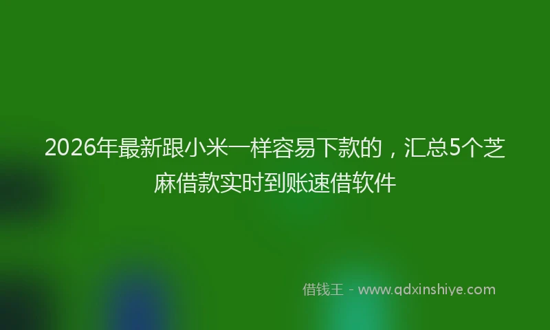 2026年最新跟小米一样容易下款的，汇总5个芝麻借款实时到账速借软件
