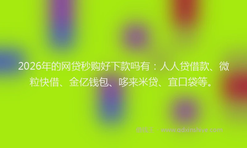 2026年的网贷秒购好下款吗有：人人贷借款、微粒快借、金亿钱包、哆来米贷、宜口袋等。
