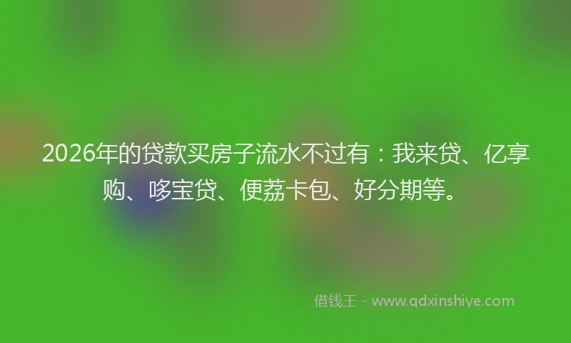 2026年的贷款买房子流水不过有：我来贷、亿享购、哆宝贷、便荔卡包、好分期等。