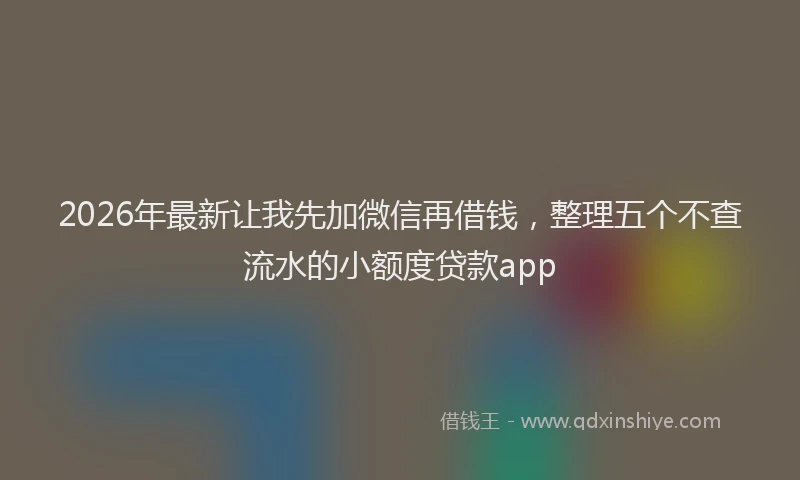 2026年最新让我先加微信再借钱，整理五个不查流水的小额度贷款app