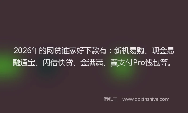 2026年的网贷谁家好下款有：新机易购、现金易融通宝、闪借快贷、金满满、翼支付Pro钱包等。