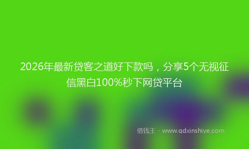 2026年最新贷客之道好下款吗，分享5个无视征信黑白100%秒下网贷平台