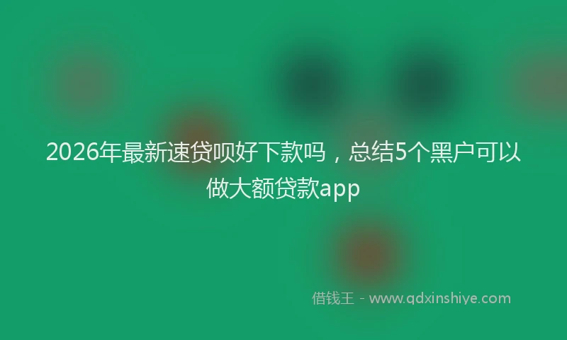 2026年最新速贷呗好下款吗，总结5个黑户可以做大额贷款app