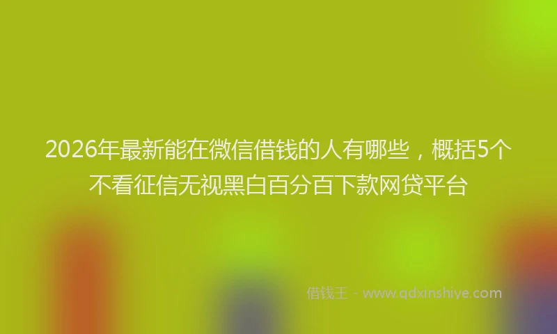 2026年最新能在微信借钱的人有哪些，概括5个不看征信无视黑白百分百下款网贷平台