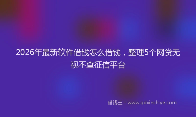 2026年最新软件借钱怎么借钱，整理5个网贷无视不查征信平台