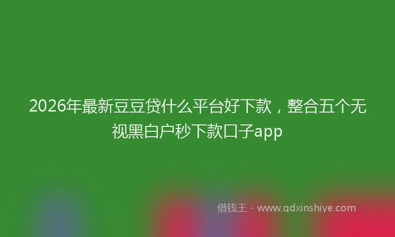 2026年最新豆豆贷什么平台好下款，整合五个无视黑白户秒下款口子app