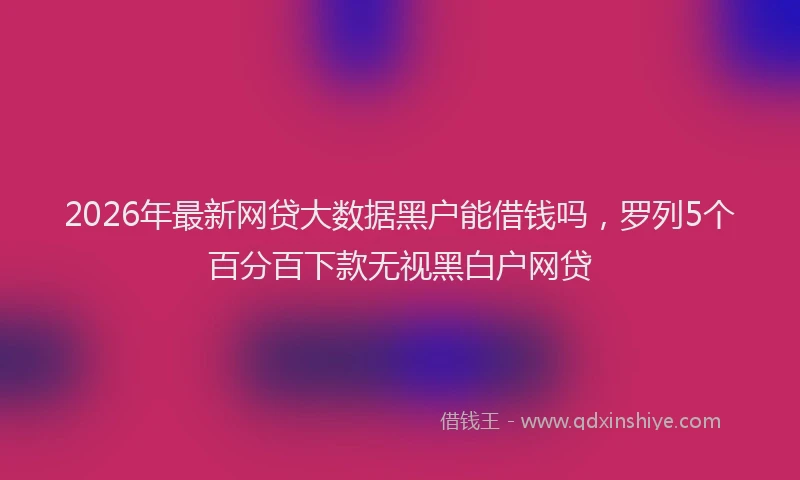 2026年最新网贷大数据黑户能借钱吗，罗列5个百分百下款无视黑白户网贷