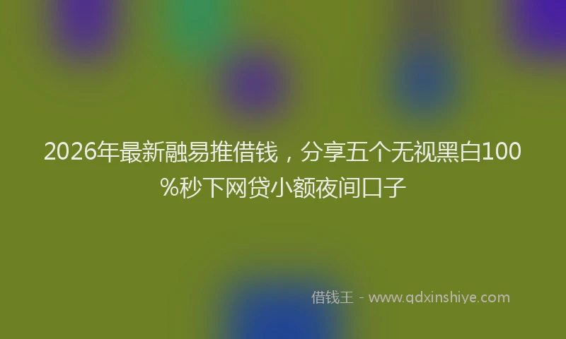2026年最新融易推借钱，分享五个无视黑白100%秒下网贷小额夜间口子