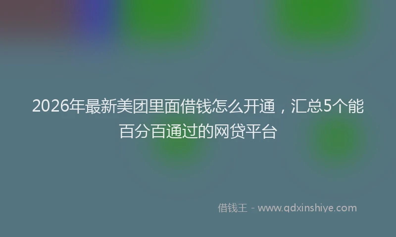 2026年最新美团里面借钱怎么开通，汇总5个能百分百通过的网贷平台