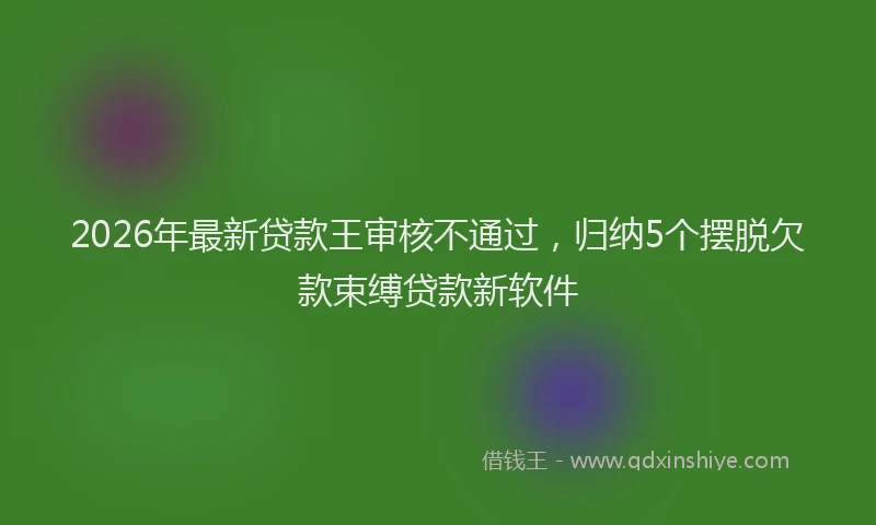 2026年最新贷款王审核不通过，归纳5个摆脱欠款束缚贷款新软件