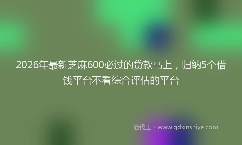 2026年最新芝麻600必过的贷款马上，归纳5个借钱平台不看综合评估的平台