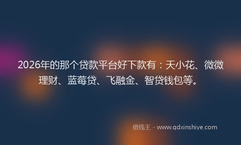 2026年的那个贷款平台好下款有：天小花、微微理财、蓝莓贷、飞融金、智贷钱包等。