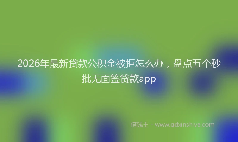 2026年最新贷款公积金被拒怎么办，盘点五个秒批无面签贷款app