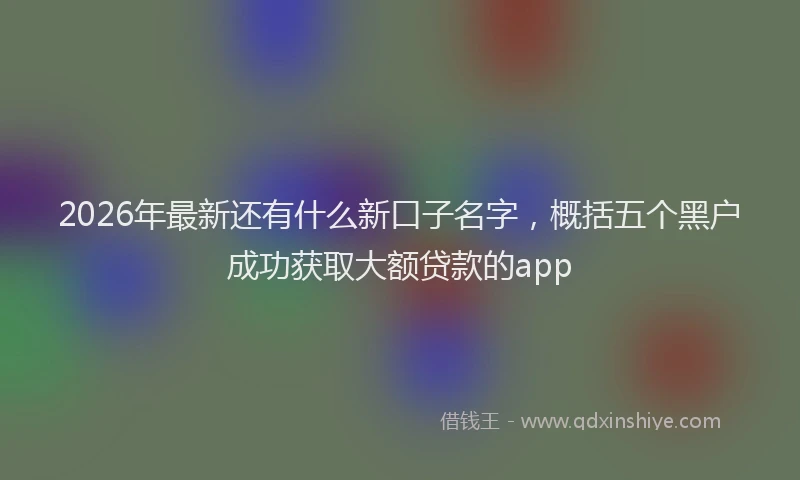 2026年最新还有什么新口子名字，概括五个黑户成功获取大额贷款的app