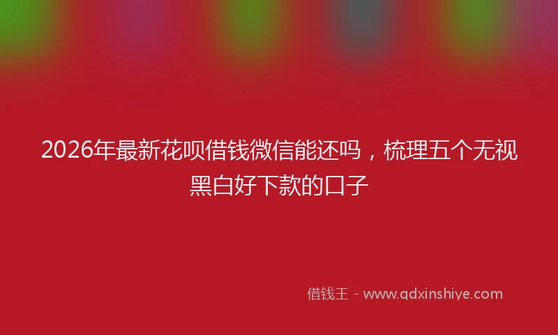 2026年最新花呗借钱微信能还吗，梳理五个无视黑白好下款的口子