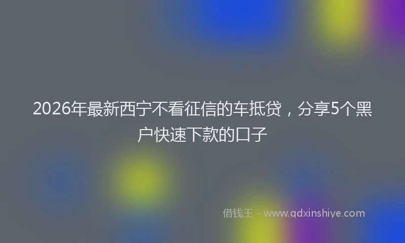 2026年最新西宁不看征信的车抵贷，分享5个黑户快速下款的口子