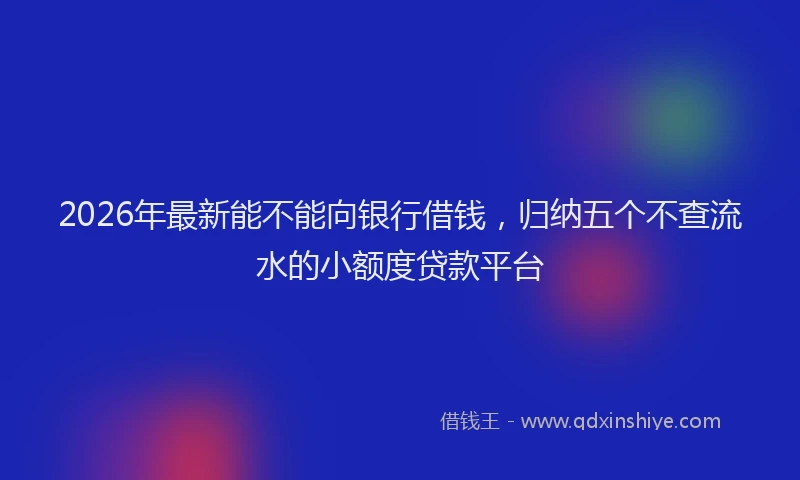 2026年最新能不能向银行借钱，归纳五个不查流水的小额度贷款平台