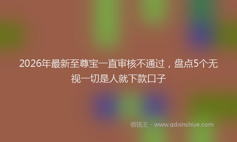 2026年最新至尊宝一直审核不通过，盘点5个无视一切是人就下款口子