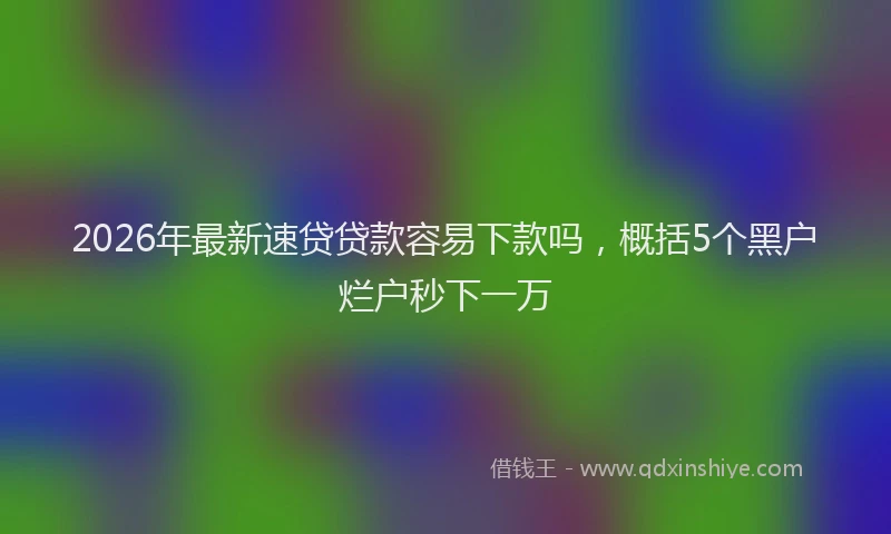 2026年最新速贷贷款容易下款吗，概括5个黑户烂户秒下一万
