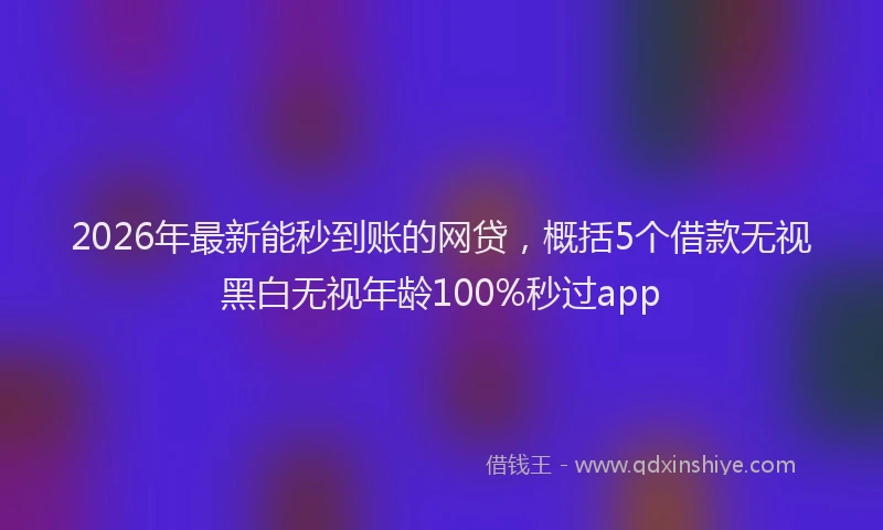 2026年最新能秒到账的网贷，概括5个借款无视黑白无视年龄100%秒过app