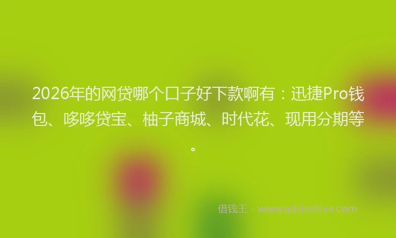 2026年的网贷哪个口子好下款啊有：迅捷Pro钱包、哆哆贷宝、柚子商城、时代花、现用分期等。