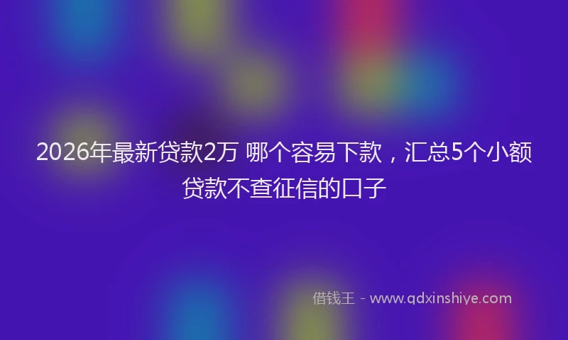 2026年最新贷款2万 哪个容易下款，汇总5个小额贷款不查征信的口子