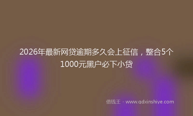 2026年最新网贷逾期多久会上征信，整合5个1000元黑户必下小贷