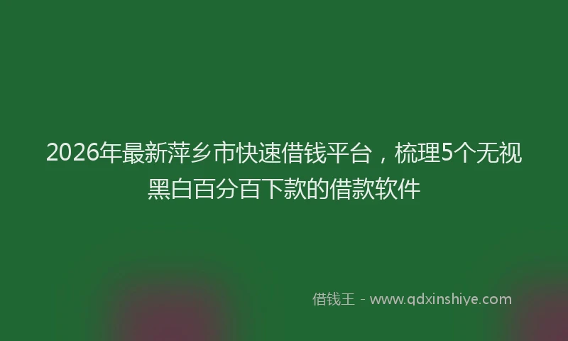 2026年最新萍乡市快速借钱平台，梳理5个无视黑白百分百下款的借款软件