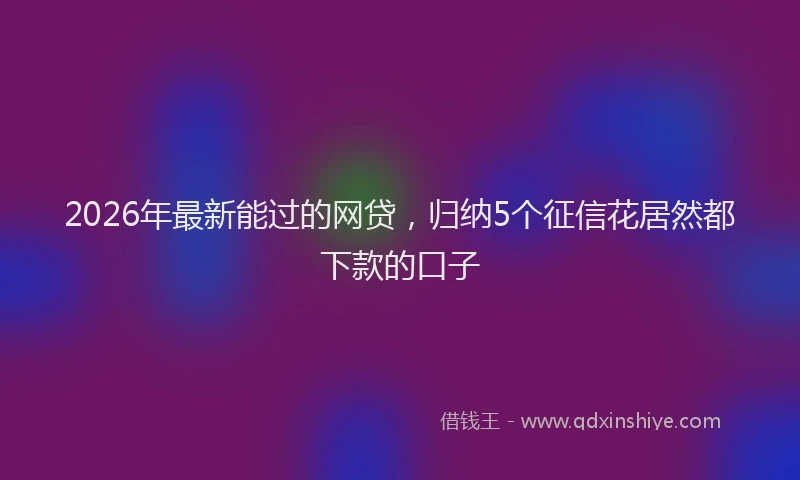 2026年最新能过的网贷，归纳5个征信花居然都下款的口子