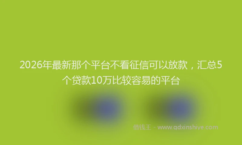 2026年最新那个平台不看征信可以放款，汇总5个贷款10万比较容易的平台