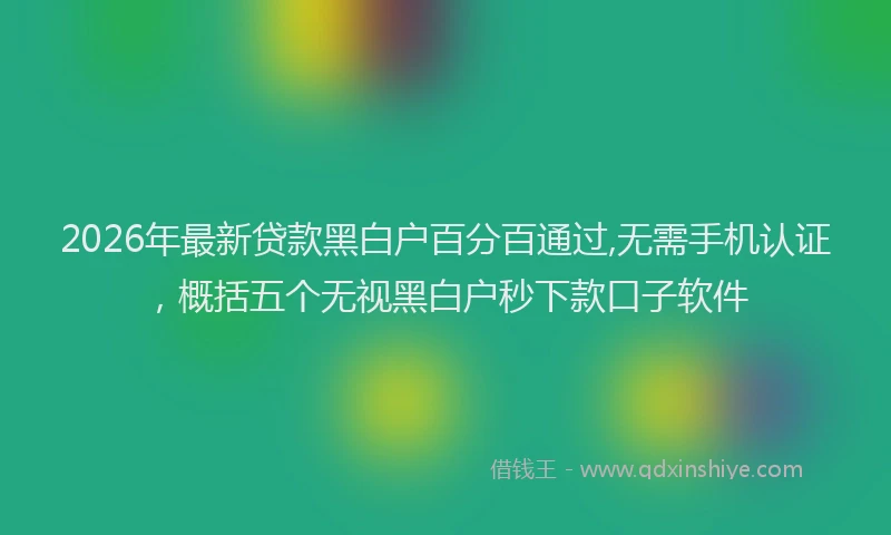 2026年最新贷款黑白户百分百通过,无需手机认证，概括五个无视黑白户秒下款口子软件