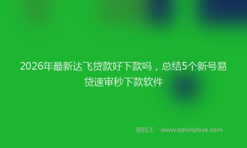 2026年最新达飞贷款好下款吗，总结5个新号易贷速审秒下款软件