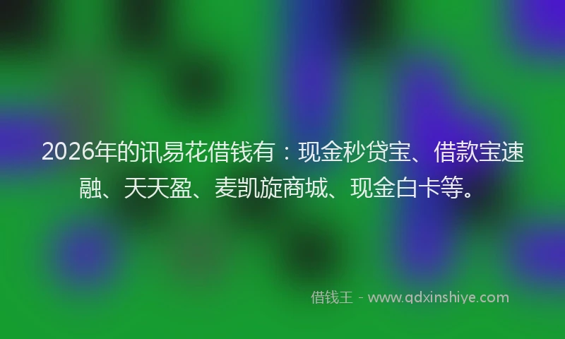 2026年的讯易花借钱有：现金秒贷宝、借款宝速融、天天盈、麦凯旋商城、现金白卡等。
