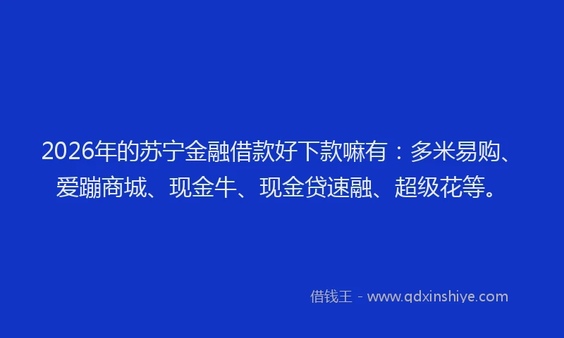 2026年的苏宁金融借款好下款嘛有：多米易购、爱蹦商城、现金牛、现金贷速融、超级花等。